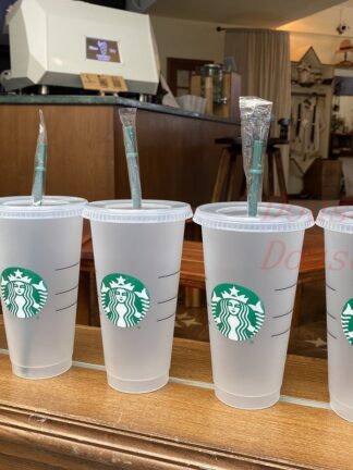 Купить 50 pcs Starbucks 24oz 710ml Environmental Angel Goddess Plastic Cups Recyclable Portable Heat-resistant Drinking Straw Single Drink Free DHL