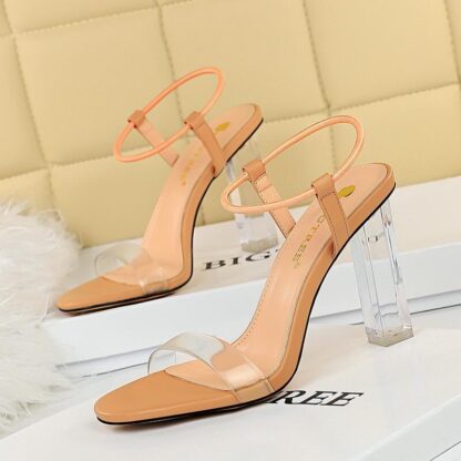 Купить Square toe Womens Slipper shoes Summer Mules Sandals Multi knot Sexy high heel Slides Ladies Rome shoes Women Slippers