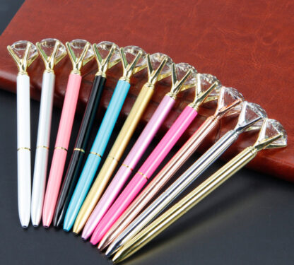 Купить Creative Crystal Glass Kawaii Ballpoint Big Gem Ball Pen With Large Diamond 11 Colors Fashion School Office Supplies