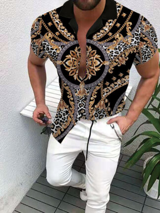 Купить Spring Outdoor Loose Shirt blusa Printed Short Sleeve Hawaiian printing Men's vintage top