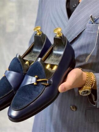 Купить Men Shoes Handmade Solid Color Pu Stitched Suede Round Head Hook Set Fashion Business 6KF582