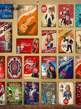 Купить Drink Cola Poster Fallout 3 4 Game Metal Signs Wall Plaque Decor For Home Room Shop Hotel Iron Painting YI-111