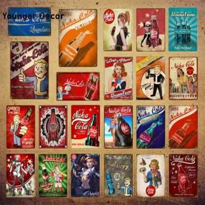 Купить Drink Cola Poster Fallout 3 4 Game Metal Signs Wall Plaque Decor For Home Room Shop Hotel Iron Painting YI-111