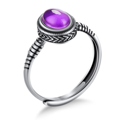 Купить Luxury Design Womens Handmade 925 Sterling Silver Ring Women Gift Adjustable Emotional Control Mood Gemstone Rings
