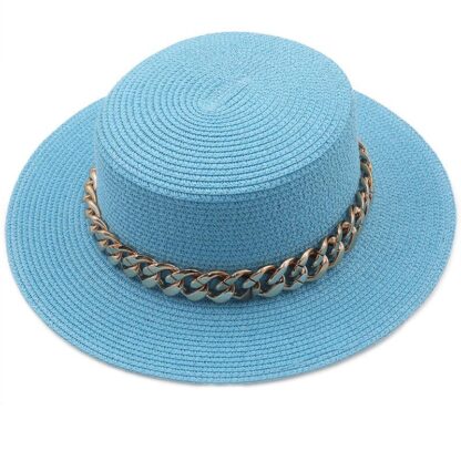 Купить Wide Brim Hats Summer Women's Boater Beach Hat Side Female Casual Panama Lady Classic Flat Bowknot Straw Sun Girls Fedora