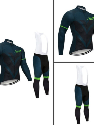Купить 2021 Long Sleeve Cycling Jersey Bike Bib Pants Set Mens Bicycle Outfits Coat Pad