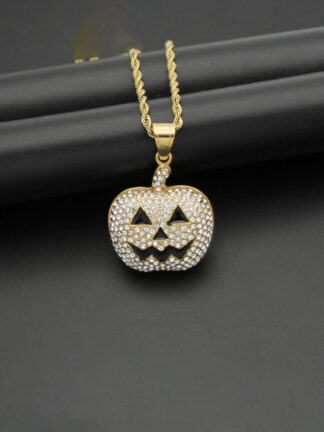 Купить Luxury Halloween Stainless Steel Skeleton Pumpkin Pendant Necklaces for Holiday Gift