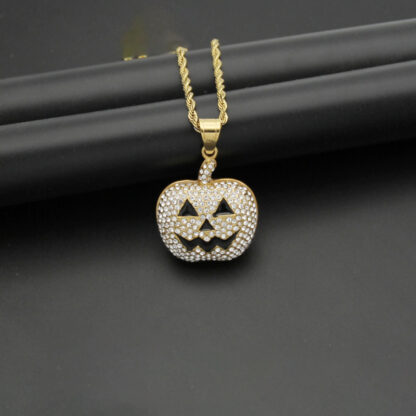 Купить Luxury Halloween Stainless Steel Skeleton Pumpkin Pendant Necklaces for Holiday Gift