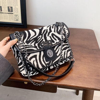 Купить Early autumn 2021 new fashion women's bag zebra pattern armpit one shoulder Fashion Chain Handbag