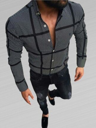 Купить Shirt for men Retro tops summer blouse mens casual black plaid shirt wholesale supply Trendy fashion Shirts