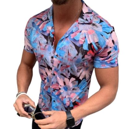 Купить Plus size Camisas Blouse Casual Shirts Summer Short Comfortable Hombre Tops for Man Floral 4XL Print Shirt