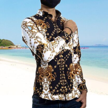 Купить Autumn Chemisier Clothes new style mens printed shirt long sleeve fashion trend top Blusa Pattern Blouses