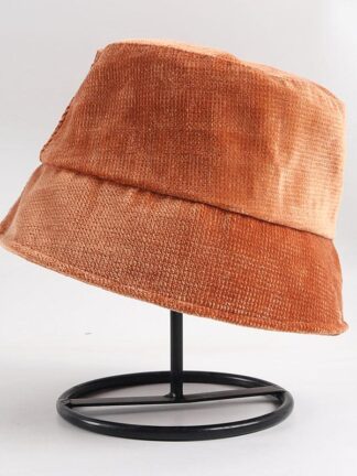 Купить Wide Brim Hats Winter Bucket Hat Women Autumn 2021 Solid Thick Warm Corduroy Bob Femme Chapeu Pescador Panama Fisherman Cap