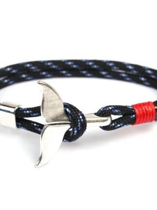 Купить Classic Design Handmade Woven Paracord Silver Whale Tail Link Bracelet for Sale