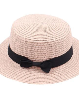 Купить Wide Brim Hats Women's Summer Solid Top Hat Sun Visor Straw Beach Retro Bowknot Flat Sunscreen Sombreros De Mujer