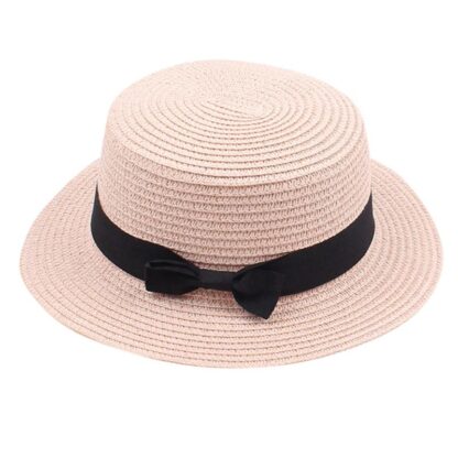 Купить Wide Brim Hats Women's Summer Solid Top Hat Sun Visor Straw Beach Retro Bowknot Flat Sunscreen Sombreros De Mujer