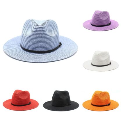 Купить Wide Brim Hats Summer Sunshade Beach Hat Women Straw Panama Roll Up Fedora Sun UPF50+ Sunscreen Holiday