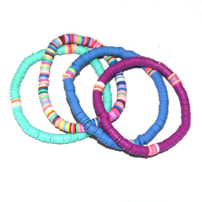 Купить Colorful Boho Polymer Clay Charm Bracelet Bohemian Rainbow Heishi Beads Jewelry Stretch Bracelets For Ladies