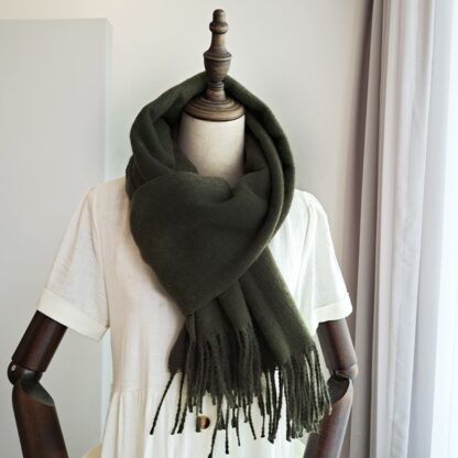 Купить Solid jacquard small square scarf autumn winter warm tassel Bib tr Cotton Shawl air conditioning shawl 250g