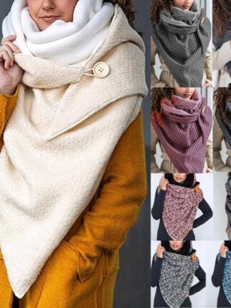 Купить Scarves Women Winter Warm Large Triangle Scarf Thermal Shawl Wrap Blanket With Button F3MF