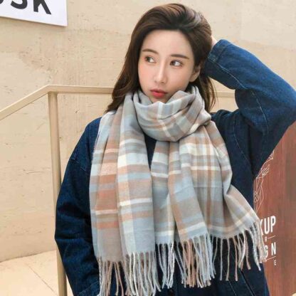 Купить New cashmere like plaid scarf for women's Korean fashion autumn and winter new warm shawl neck