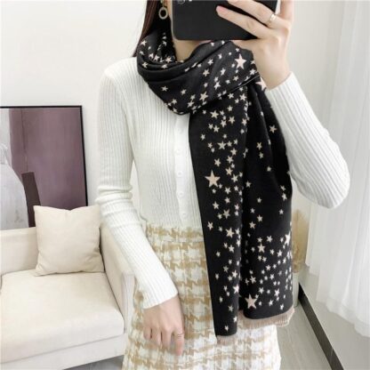 Купить New Fashion Scarves 2021 Autumn Product Scarf Women 65*180cm Long Starry Sky Warm Cashmere Shawl Thickening