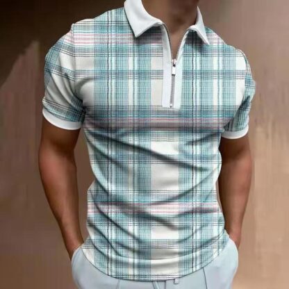 Купить Spring summer men's Polo Shirt zipper knitted jacquard oversize T-shirt Lapel high-end top