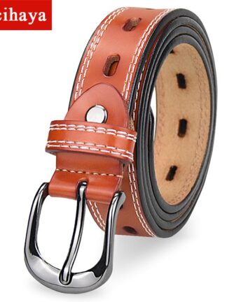 Купить Belts DICIHAYA Women Fashion Genuine Leather Hole Pin Buckle Waist Belt For Jeans Metal Punk Luxury Cowhide Style Decor