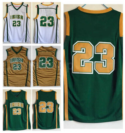 Купить Irish St. Vincent Mary Jersey Men Basketball High School 23 Men Green White Away Team All Stitched Sport High Quality