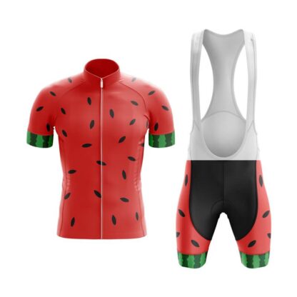 Купить 2022 Men's/Women's Cycling Short Sleeve Jersey And Bib Shorts Suit--Watermelon