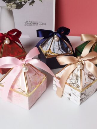Купить New Gift Wrap Boxes Gem Tower Bronzing Candy Favor Bags Wedding Baby Shower Decoration Paper Gift Box Packaging Event & Party Supplies