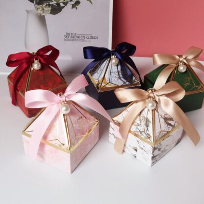 Купить New Gift Wrap Boxes Gem Tower Bronzing Candy Favor Bags Wedding Baby Shower Decoration Paper Gift Box Packaging Event & Party Supplies