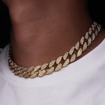 Купить Hip Hop Bling Fashion Tennis Chains Jewelry Sterling Diamond Mens Gold Silver Miami Cuban Link Chain Necklaces Iced Out Chian Necklaces