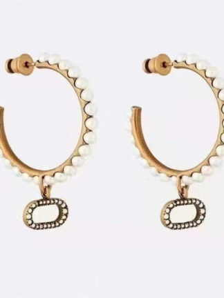 Купить 50%off Desinger Pearl Patterns Earrings Letter D Diamond Stud for Women 925 Silver with Small Jewelry Box ottie