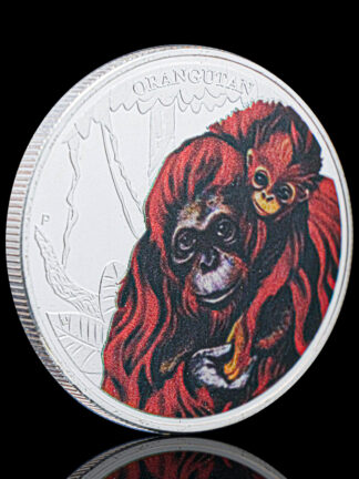 Купить 50pcs Non Magnetic Silver Plated Orangutan Mother Love Elizabeth II Queen Tuvalu Animal Cents Souvenirs Coin Medal Collectible Coins