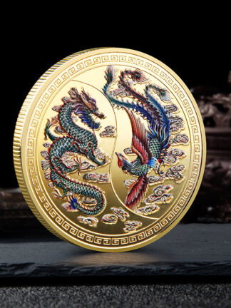 Купить 10pcs Non Magnetic Dragon and Phoenix Traditional Collectible Gift Gold and Silver Plated Collection Art Commemorative Coin