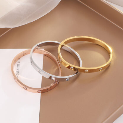 Купить luxury Bangle female stainless steel couple love bracelet mens fashion jewelry Valentine Day gift for girlfriend accessories wholesale