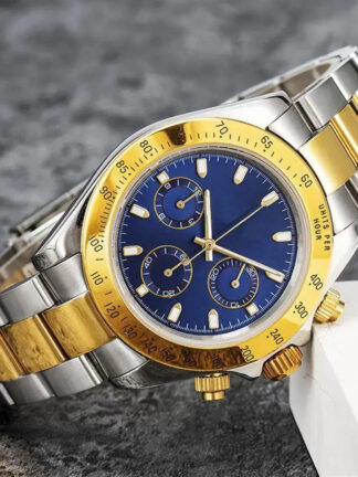 Купить With original box Luxury Mens Watches 116506LN gold blue Dial Watch Montre De Luxe Automatic Wristwatches Steel ring Bezel 316L Adustable Folding Buckle 20 Color