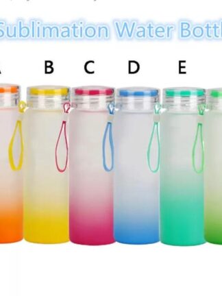 Купить Stock Sublimation Mug Water Bottle 500ml Frosted Glass Water Bottles gradient Blank Tumbler Drink ware Cups C0221 FY5084
