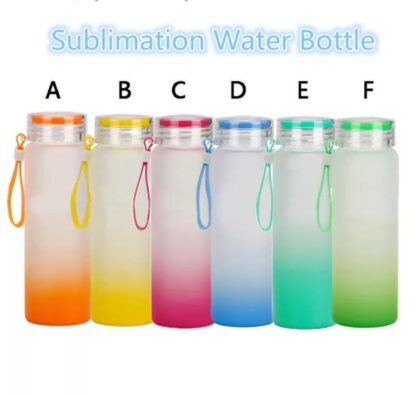 Купить Stock Sublimation Mug Water Bottle 500ml Frosted Glass Water Bottles gradient Blank Tumbler Drink ware Cups C0221 FY5084