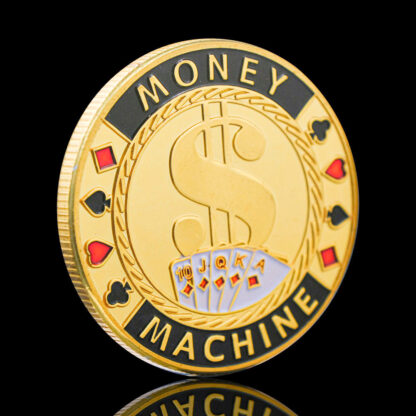 Купить 10pcs Non Magnetic Gold Plated Money Machine Poker Card Guard Lasvegas Fichas Challenge Coin Premier Souvenirs Collectible Coins Medal Gift