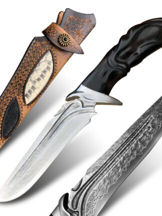 Купить Japan imported forged Damascus steel knife camping hunting self-defense knife outdoor tactical survival knives military exploration fixed blade combat multi-tool