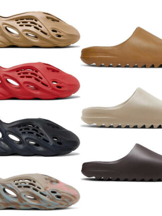Купить Foam Slide Runners Slippers For Men Women Clog lady sandals EVA Black MXT Moon Grey Loafers Woman Man Tainers bone Vermilion Ochre Designer