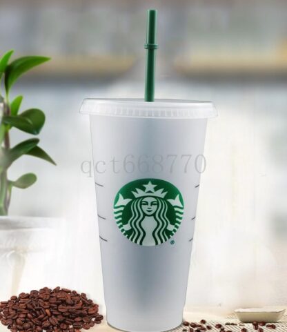 Купить 24oz Tumblers Plastic Drinking Juice Cup With Lip And Straw Magic Coffee Mug Costom Starbucks Transparent