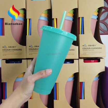 Купить 16oz Matte Skinny Tumbler Plastic Acrylic Tumblers Double Wall Coffee Drinking Cup With Flat Lids and Straws