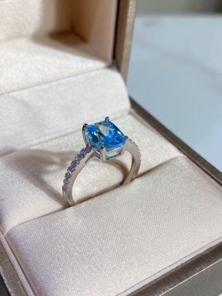 Купить luxury designer jewelry women 925 sterling silver rings diamond sapphire engagement ring bague dame B brand anello gift original box
