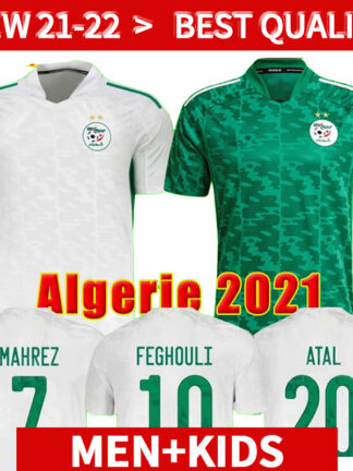 Купить Fans player version Algerie 2021 home away Soccer Jerseys 21 22 MAHREZ FEGHOULI BENNACER ATAL 20 21 Algeria football kits shirt men + kids sets maillot de foot