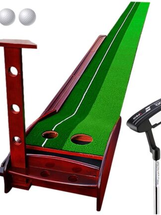 Купить High Quality Indoor Golf Putter Trainer Set Practice Two-Color Fairway Putting Mat Green With Baffle Training Aids Tees Wood Collapsible Portable