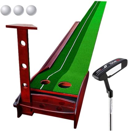 Купить High Quality Indoor Golf Putter Trainer Set Practice Two-Color Fairway Putting Mat Green With Baffle Training Aids Tees Wood Collapsible Portable