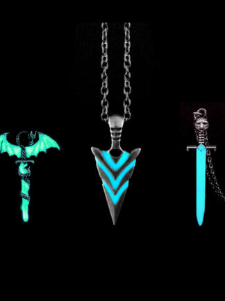 Купить Glowing Luminous Pendant Knight Spear Glow in the Dark Pike Necklace for Women Men Halloween Gift